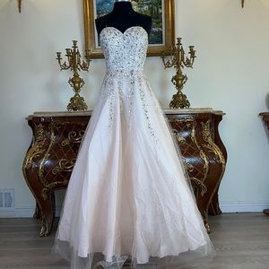 Meier Collection formal rhinestone bodice glitter pageant prom dress